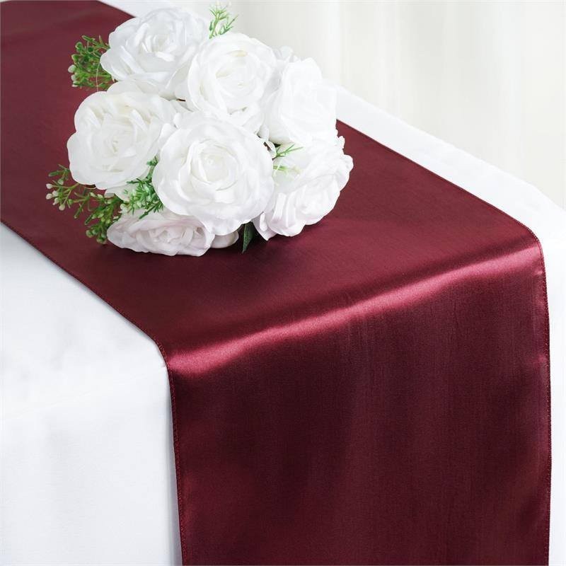 Chemin De Table Mariage Satin Bordeaux Les Couleurs Du Mariage