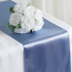 Chemin de table mariage satin bleu gris