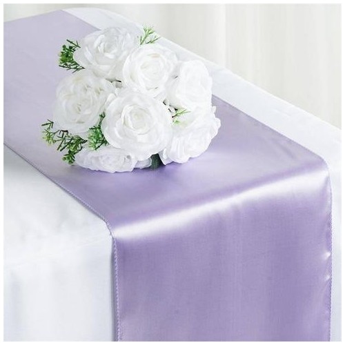 COMVIP Chemin de Table 30 * 275cm en Satin Nappe Décoration Table pour  Mariage Violet Foncé