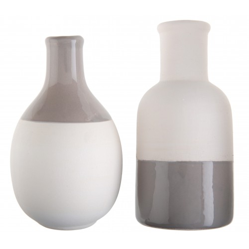 2 vases scandinaves gris et blanc