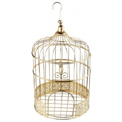 Cage à oiseaux décorative dorée