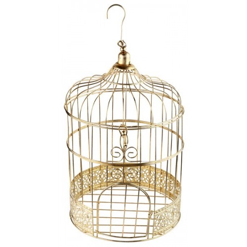 Cage à oiseaux décorative dorée