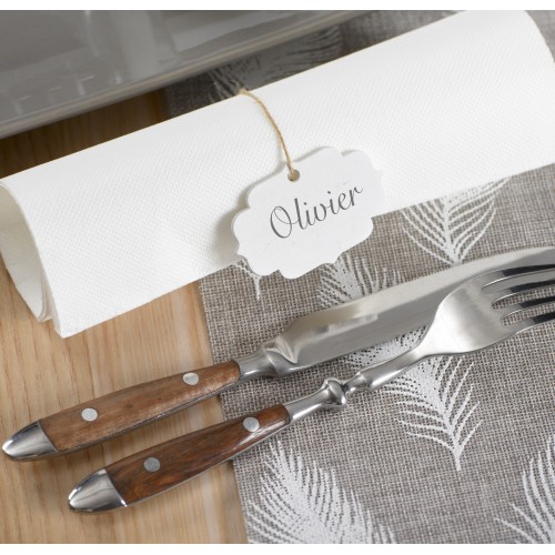 Marque place vintage en bois blanc