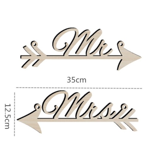 Lettres Et Bannière En Bois Mr & Mrs - Décoration De Mariage Just Married Dorée