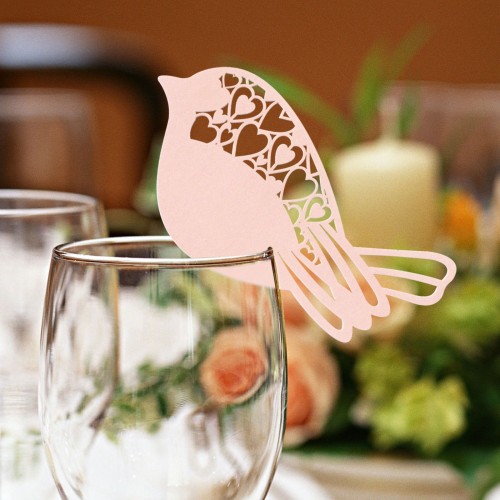 10 Marque-places Porte-noms Oiseaux Carton Rouge – Neuf, Fait Main Style