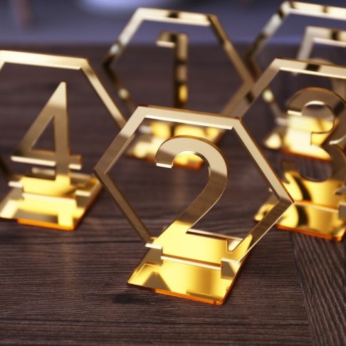Numéros De Table En Acrylique Doré - Lot De 10 (1 à 10) Avec Base | Pour Mariage, événement, Banquet | Look Chic Et Moderne