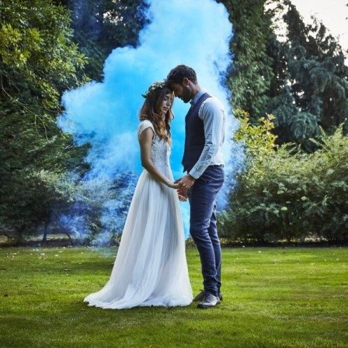 Fumigène mariage bleu