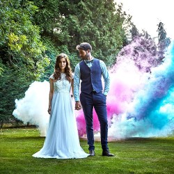 Fumigène mariage bleu