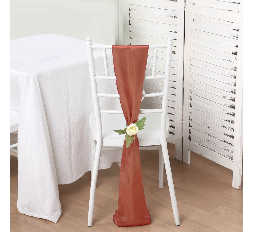 Noeud de chaise satin terracotta - Les Couleurs du Mariage