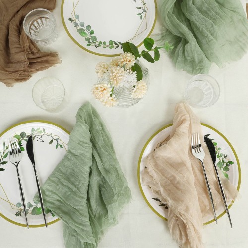 Chemin de Table en gaze de coton, décoration de mariage, serviette de Table  en tissu rétro vert pour la cuisine - AliExpress