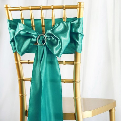 Noeud de chaise mariage satin turquoise