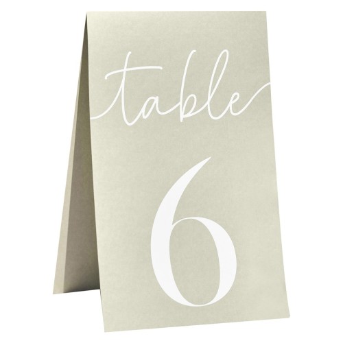 Numéro de table vert sauge par 12