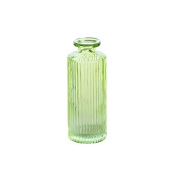 vase strié en verre vert