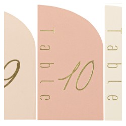 12 Marque-Tables Curve Papier Nude Blush Terracotta et Or