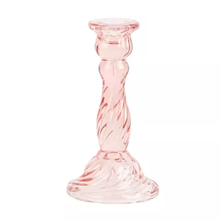 Bougeoir Astrid Verre Rose