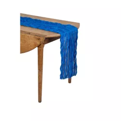 Chemin de table GAZE DE COTON bleu roi