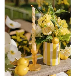 Vase en céramique jaune et blanc