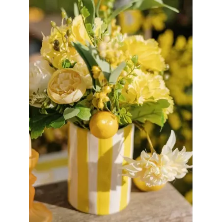 Vase en céramique jaune et blanc