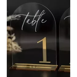 Numéro de table plexiglas doré par 10