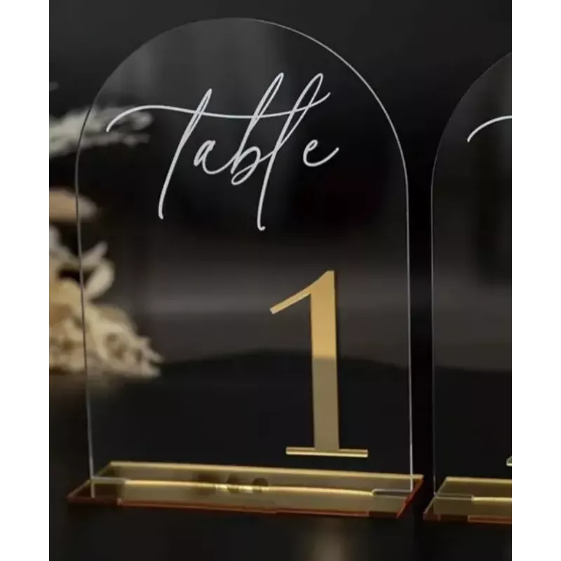 Numéro de table plexiglas doré par 10 Numéro de table plexiglas doré par 10