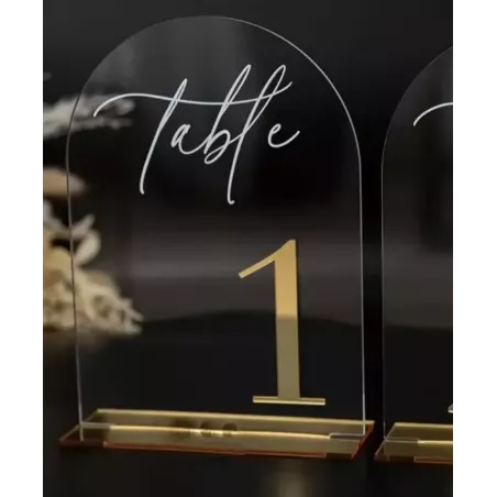 Numéro de table plexiglas doré par 10