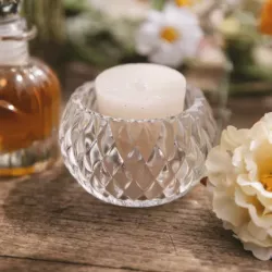 Photophore verre quadrillé