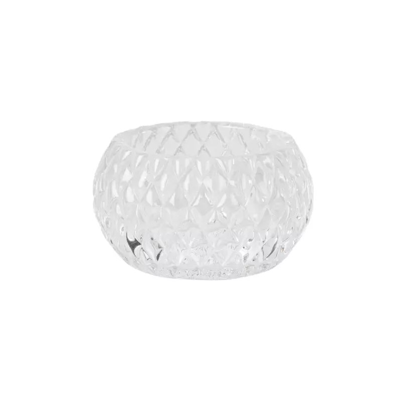 Bougeoir Chloé Verre Transparent Rainuré