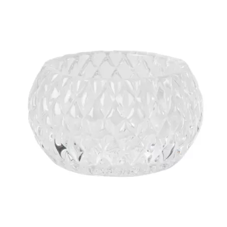 Bougeoir Chloé Verre Transparent Rainuré