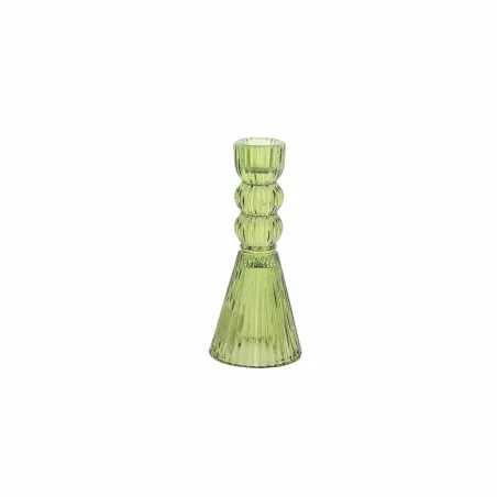 Bougeoir Noah verre vert olive
