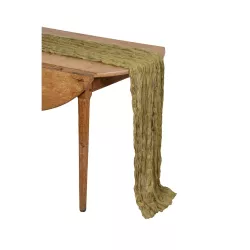 Chemin de table gaze de coton Pistache