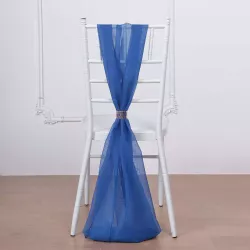 Drapé de chaise en mousseline bleu roi