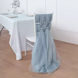 Drapé de chaise en mousseline bleu poudré
