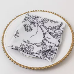 Serviette de table florale noire