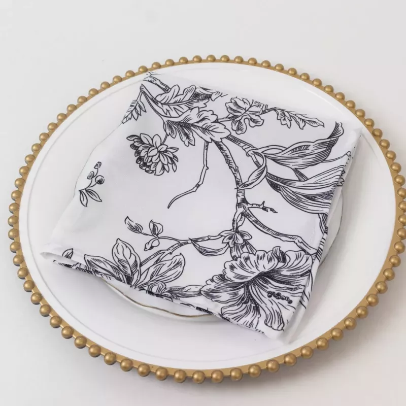 Serviette de table florale noire