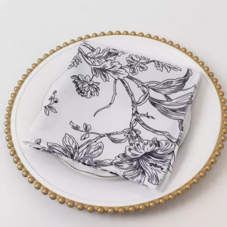 Serviette de table florale noire