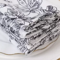 Serviette de table florale noire