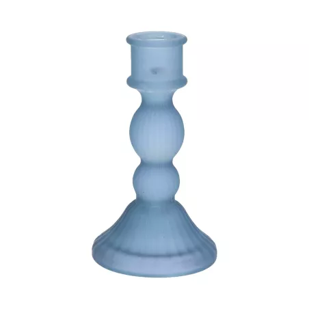 Bougeoir bleu givré