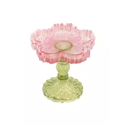 Bougeoir   fleurs en verre