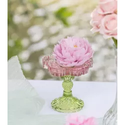 Bougeoir   fleurs en verre