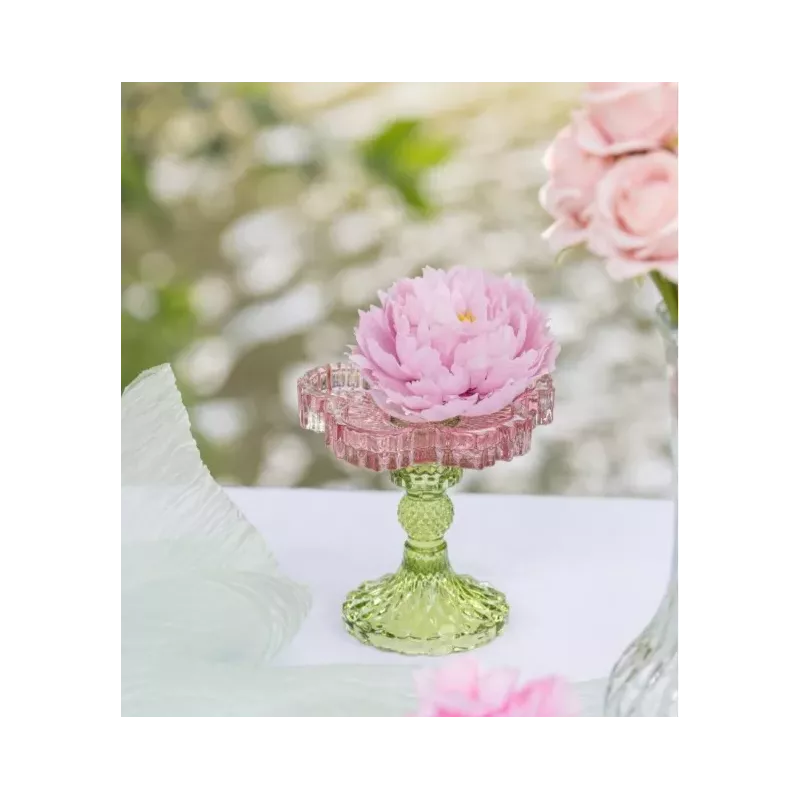 Bougeoir   fleurs en verre