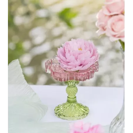 Bougeoir   fleurs en verre