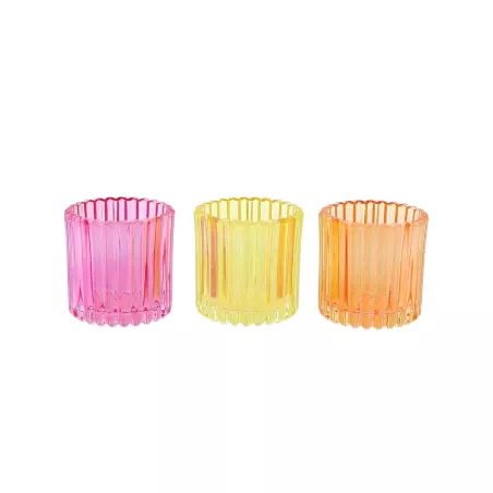 3 Photophores Mira
Verre Framboise, Orange et Jaune