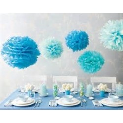 Pompon en papier bleu 