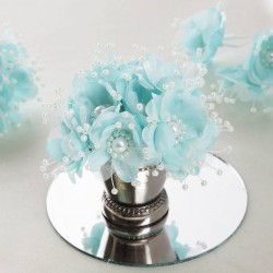 Bouquet de fleurs en tissu bleu aqua