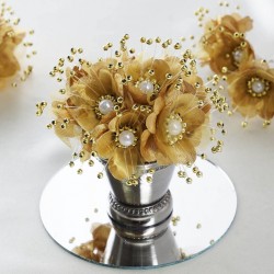 Bouquet de fleurs en tissu or