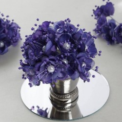 Bouquet de fleurs en tissu violet